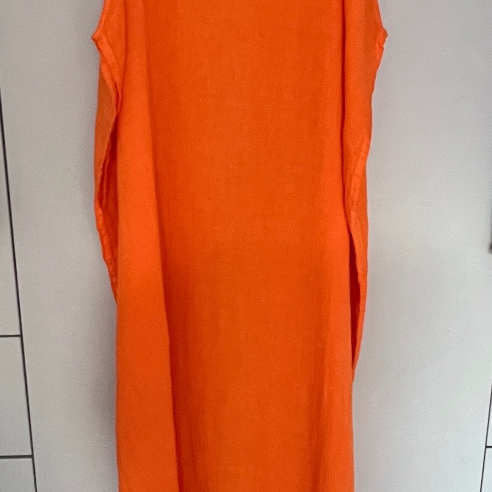 Haris Cotton Orange Dress with Gold Accents